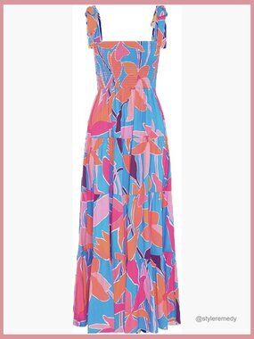 Polyester Summer Boho Spaghetti Strap Square Neck Ruffle Maxi Dress
